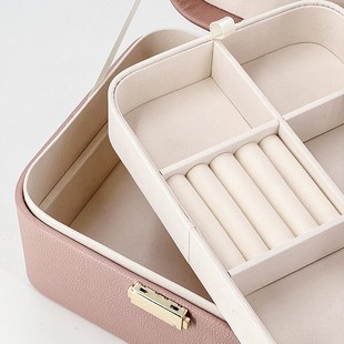 双层首饰盒 pu珠宝饰品首饰盒粉色简约便携首饰盒子定制