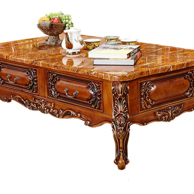 fc欧式电视柜实木大理石影视柜家用美式茶几客厅落地组合地柜储物