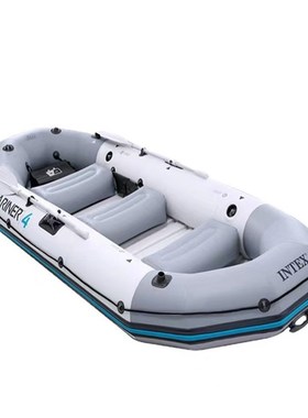 INTEX68376海鹰专业四人充气船冲锋舟加厚橡皮艇皮划艇硬底防撞