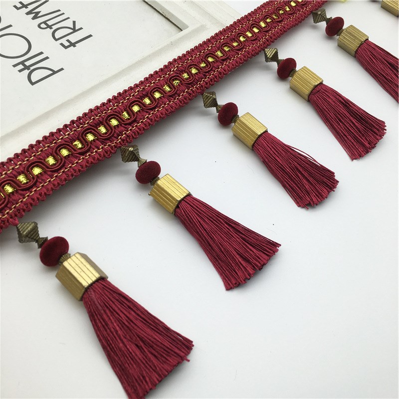 新款高档欧式窗帘金帽吊穗流苏花边帘头装饰辅料吊坠沙发套罩边