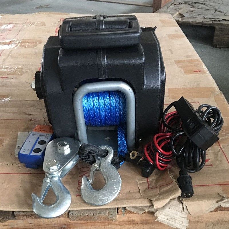 5000磅船用电动绞盘配钢丝尼龙绳 海用牵引卷扬机 12V 防水防雨淋
