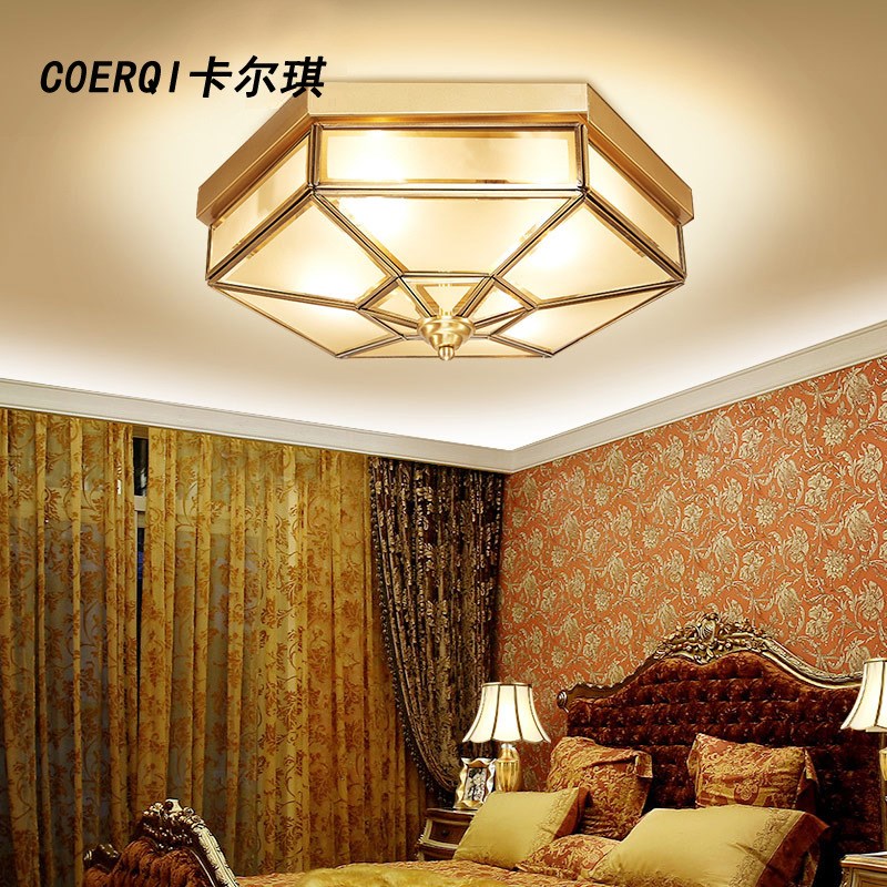 欧式铜灯面包吸顶灯全铜小卧室阳台过道门厅灯具时尚焊锡灯楼梯灯