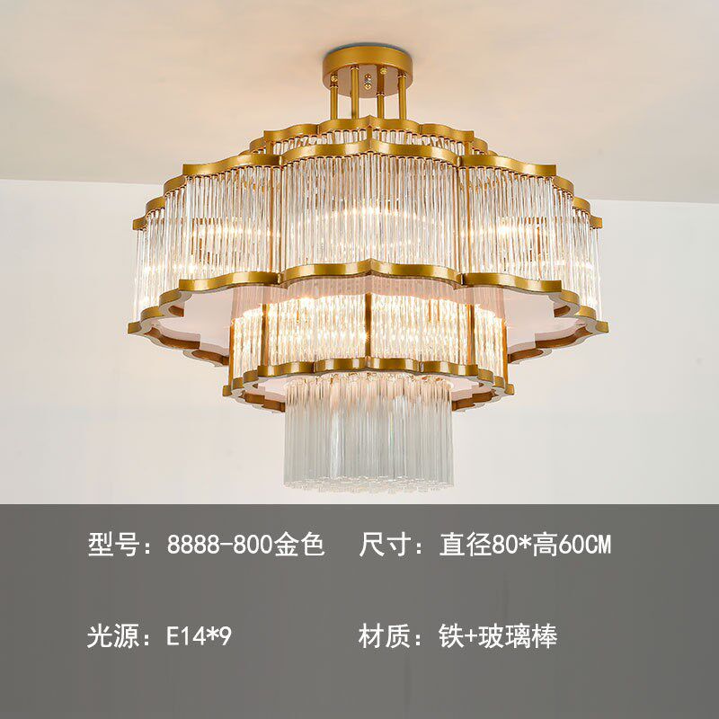 新中式水晶灯客厅餐厅饭店包间复式楼别墅大厅酒店茶室轻奢大吊灯