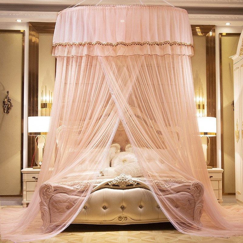 公主床幔1.5米直径大圆顶吊顶蚊帐单开门落地式吊挂圆形