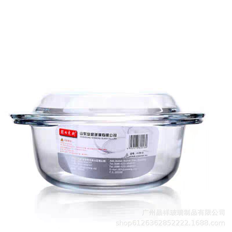 菲内克斯透明钢化玻璃碗带盖耐热汤碗泡面碗微波炉用一碗两用