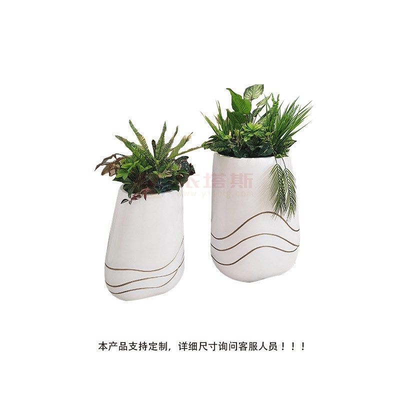 依塔斯玻璃钢花盆组合商场美陈圆异形造型大花坛商业街景观花钵