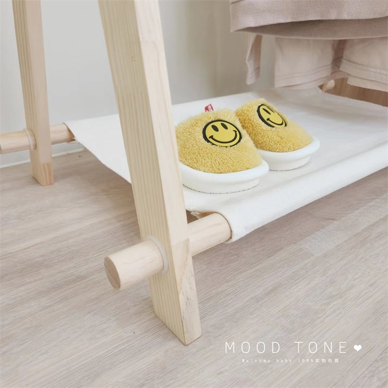 韩国in儿童衣帽架风落地衣架现代实木晾衣架可晒衣