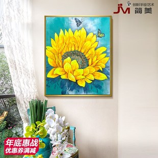 牡丹油画餐桌入门玄关玄幻装饰画卧床头走廊尽头挂画过道d立体