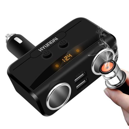 韩国现代一拖二车载充电器汽车点烟器转U多功能智能车充头