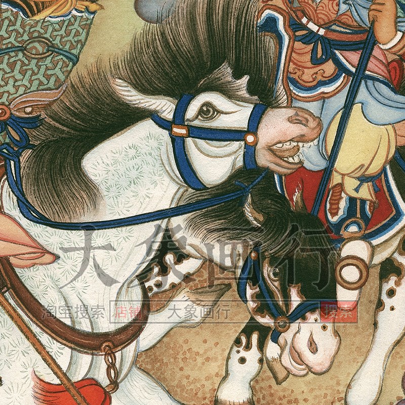 三国人物故事四屏工笔人物画国画临摹范本中式装饰画艺术微喷画心