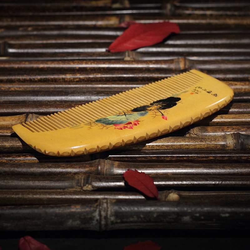 白象常州梳篦天然整木小叶黄杨梳子木梳礼盒装送女友工艺师作品