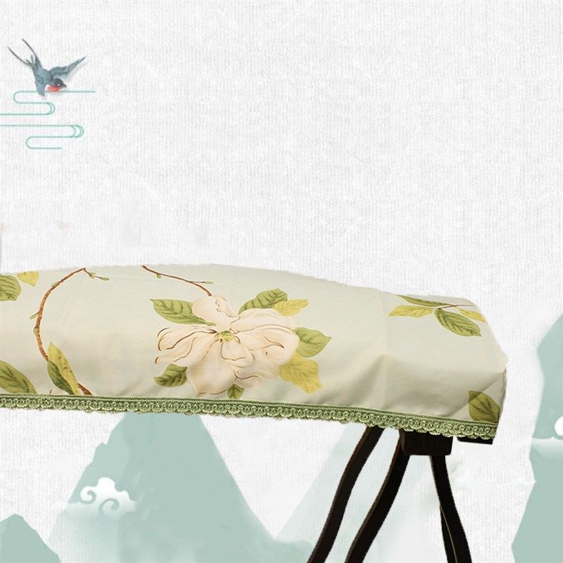 古筝防尘罩盖布文艺高档加厚亚麻刺绣琴布蕾丝琴披m通用款