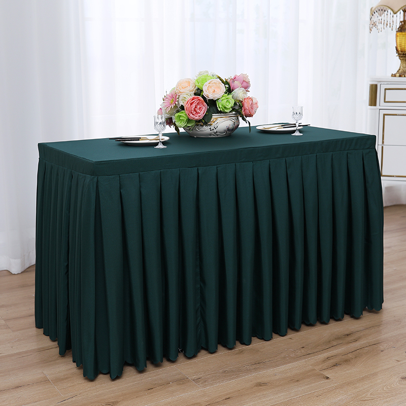 定制会议桌布长方形绿布艺商务签到台裙活动桌裙办公室展会桌罩