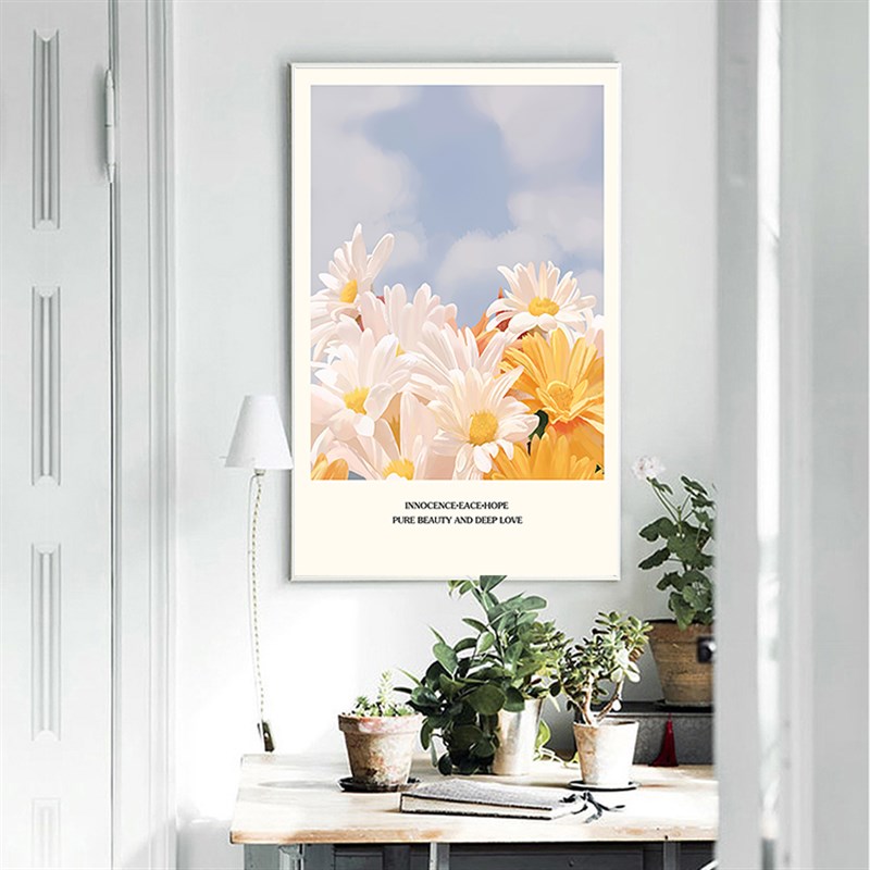 植物小清新玄关装饰画现代简约入户走廊壁画过道尽头竖版进门挂画图片