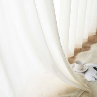 流行加厚乱麻纱帘透光透人白纱帘阳台纱客厅半遮光窗纱窗帘