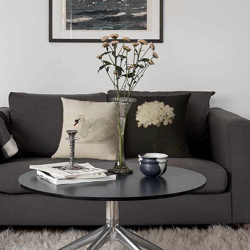 欧式复古天鹅芭蕾艺术客厅中古沙发抱枕靠垫文艺靠枕靠背卧室枕套