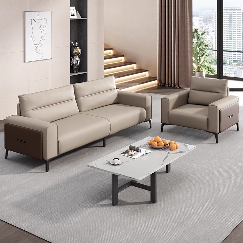 办公皮沙发简约商务接待室休闲等候会客区会议室三人位商用大厅