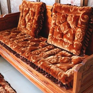 毛绒实木沙发垫高档加厚防滑真皮红木沙发座垫联邦椅坐垫长椅垫冬