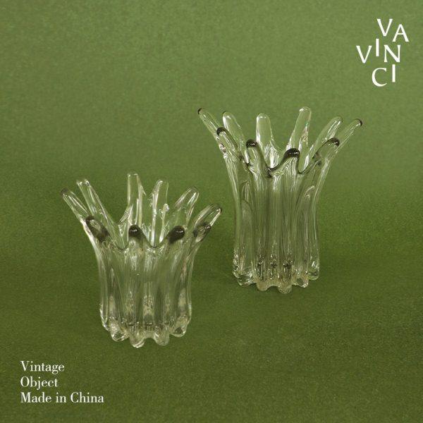 梵其现代创意水晶波浪花瓶摆件客厅玄关餐桌插花水培透明玻璃花器,家居饰品,花瓶,淘宝优惠券,粉丝福利购,淘宝优惠卷
