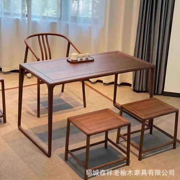 老榆木茶桌公室双人喝茶桌心中洽谈桌椅组合新中式榆木大板桌,商业/办公家具,茶台/茶桌,淘宝优惠券,粉丝福利购,淘宝优惠卷