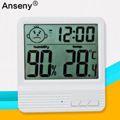 安晟一电子温湿度计家用客厅卧室温湿度计高精度带时间日期闹钟