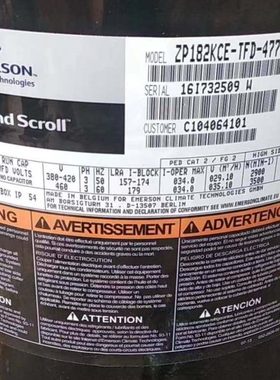 ZP182KQE-TFD-405全新谷轮182KCE-TFD-522 550 477压缩机VP182KSE