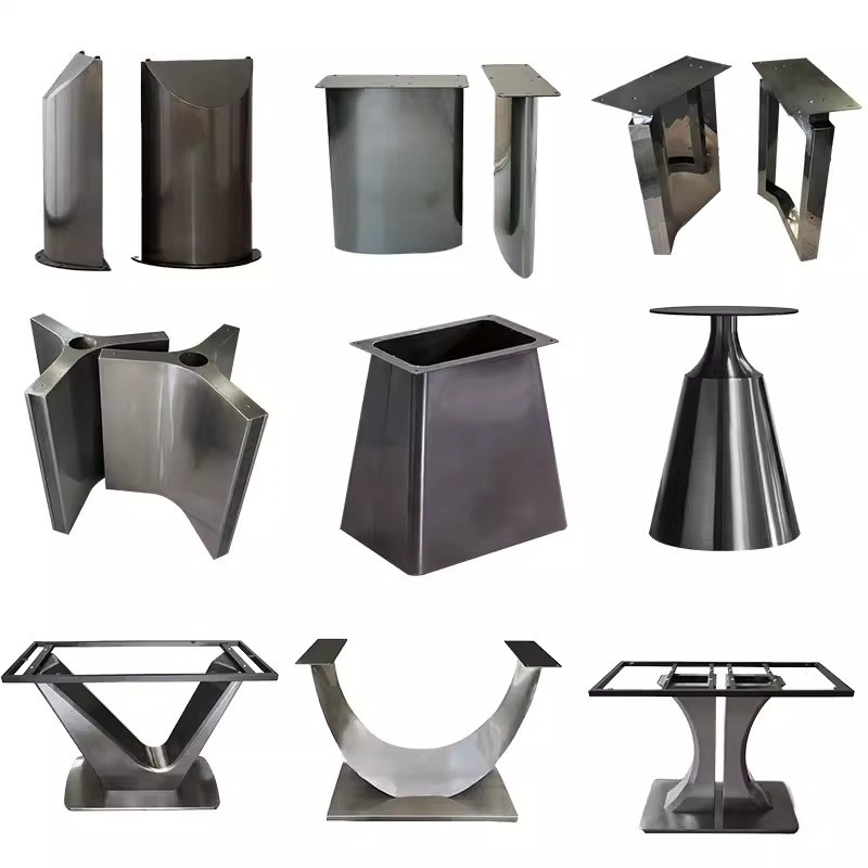 不锈钢餐桌腿支架大理石轻奢底座支撑架岩板O圆桌长桌脚岛架餐台