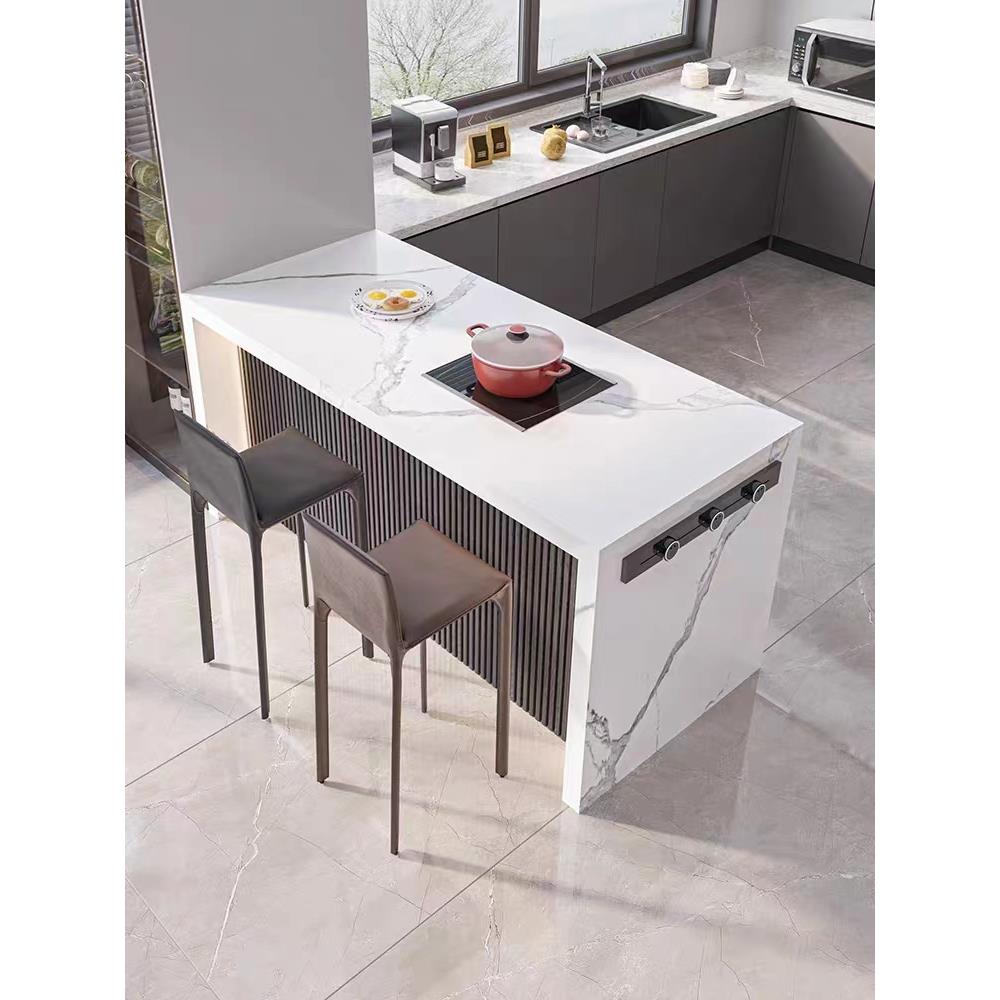 需定制北欧风开放式岩板吧台餐桌厨房隔断长条中岛台多功能操作台