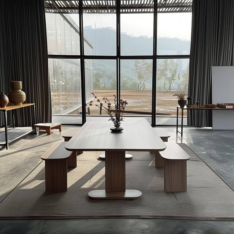 需定制新中式黑胡桃白蜡木茶桌椅组合别墅办公室民宿泡茶桌酒店客
