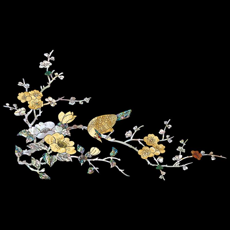 大盟水移画 画中式花鸟水转印彷螺钿贴纸古典家俱古筝乐器柜子门