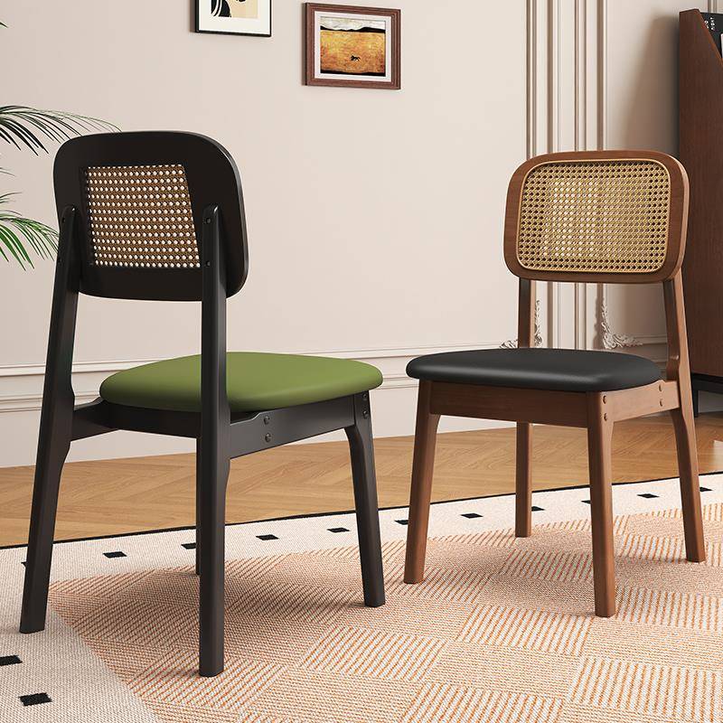 需定制全实木法式复古餐桌椅靠背餐椅中古休闲家用酒店藤编椅子网