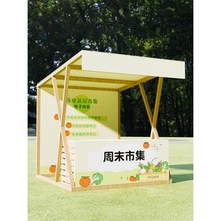 户外摆摊市集摊位架子实木展示架夜市集市国古风花车促销架可定制