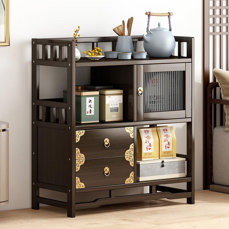 需定制家用简易实木茶水架多层茶柜茶台置物架客厅书房茶叶储物柜