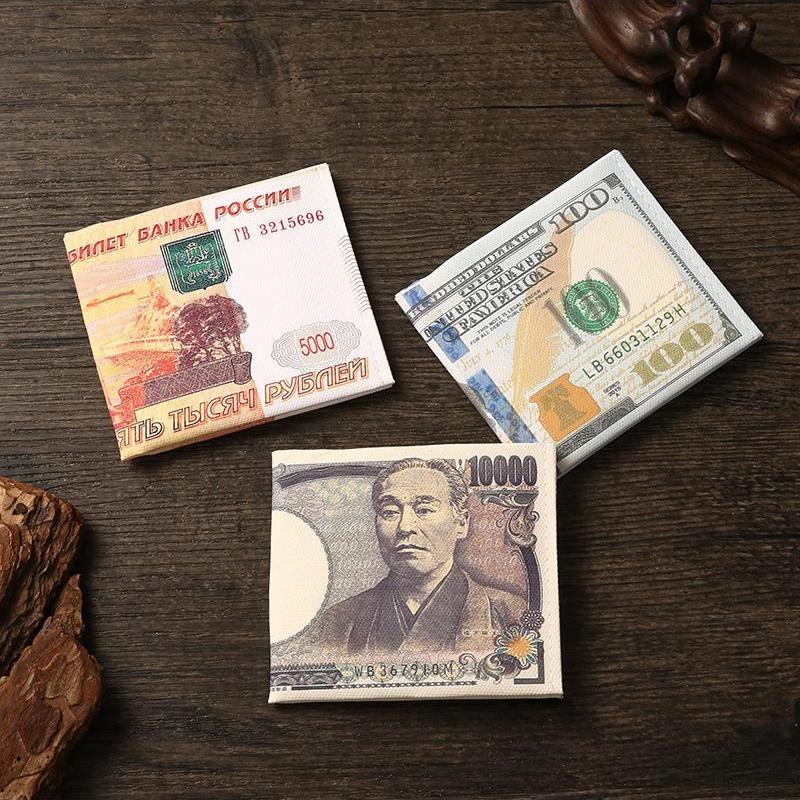 稀奇古怪的小钱包外币钱币美金欧美日韩创意帆布短款零钱包钱夹薄