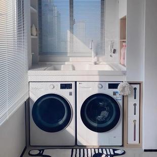 阳台带搓板洗衣池太空铝双机位洗衣柜烘干机组合滚筒保护罩一体柜