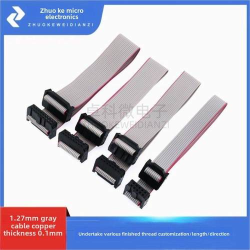 FC6/8/10/16/20/26P IDC2.54mm 扁平灰色排线LED屏JTAG连接下载线