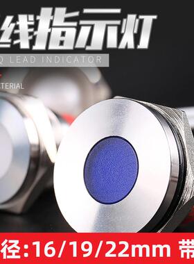 HBGQ16DT-D/Y金属指示灯带线19/22mm红波平形球形电源信号24V红色