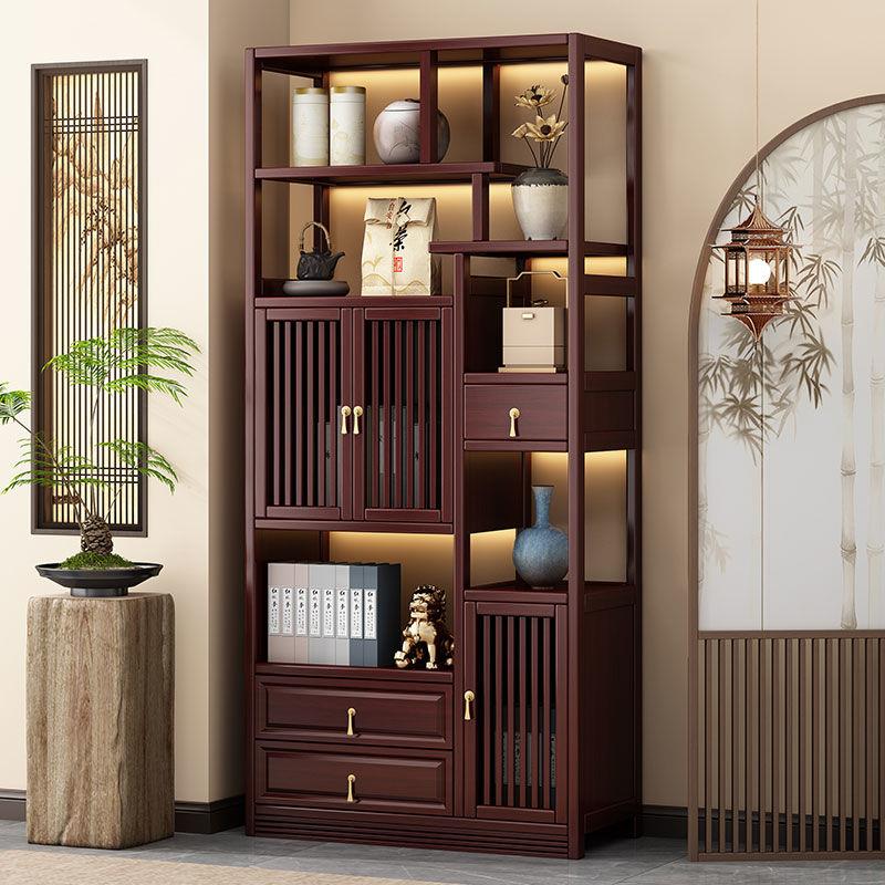 博古架多宝阁新中式办公室茶叶展示柜古摆件收纳柜客厅书架置物架