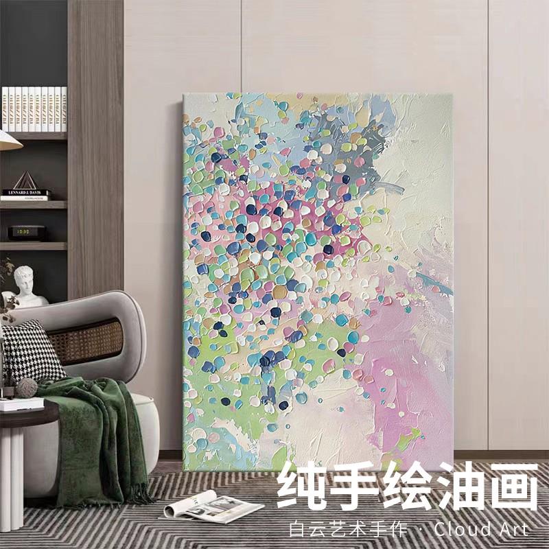 奶油风手绘油画现代客厅卧室床头软装饰品玄关落地摆件高级感挂画图片
