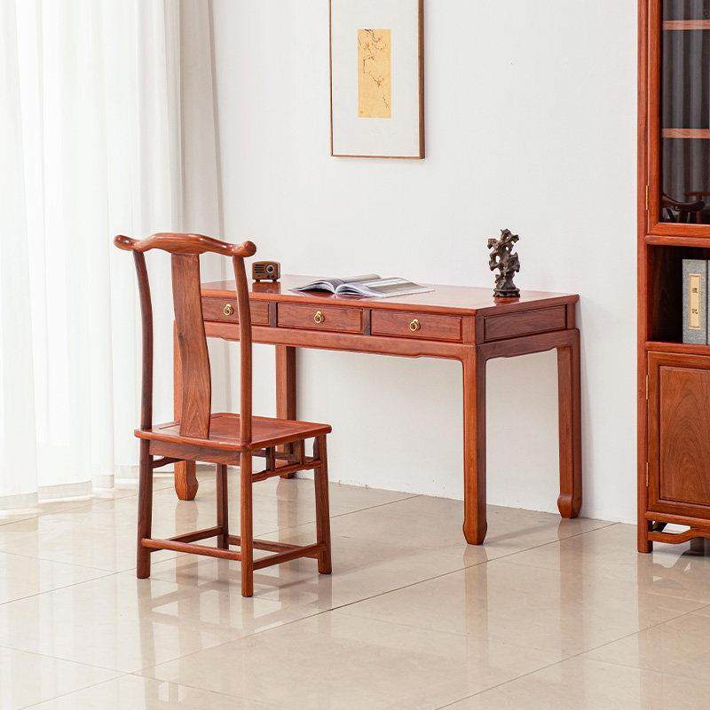 刺猬紫檀书桌新中式实木办公桌家用学习桌红木写字台花梨木电脑桌