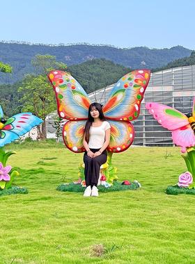 户外仿真蝴蝶雕塑草坪景观花海园林景观装饰小品网红打卡拍照摆件