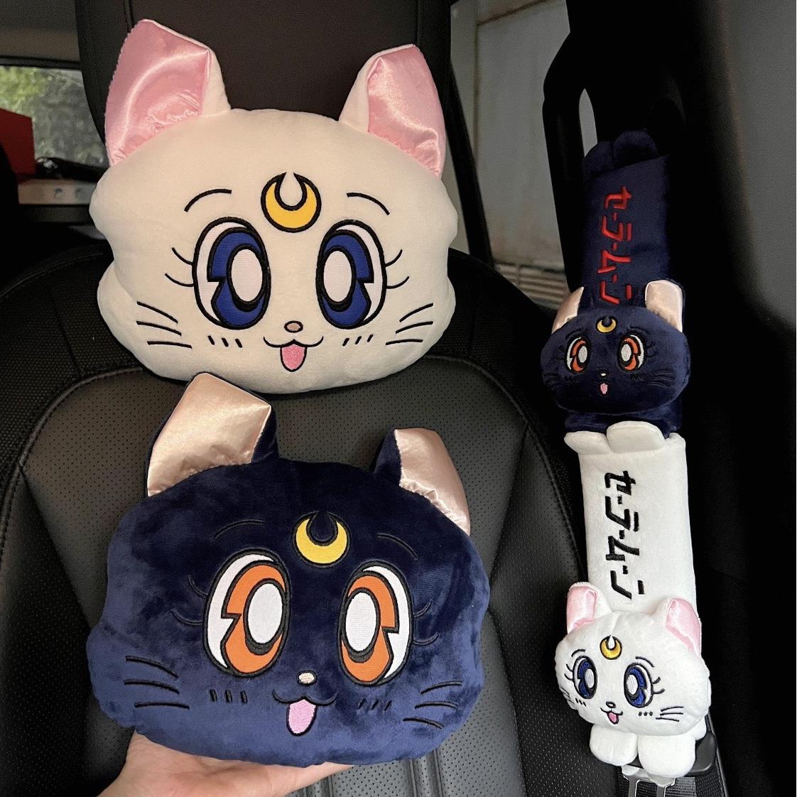 新品美少女战士露娜猫汽车头枕安全带护肩套四季护颈枕车内装饰品
