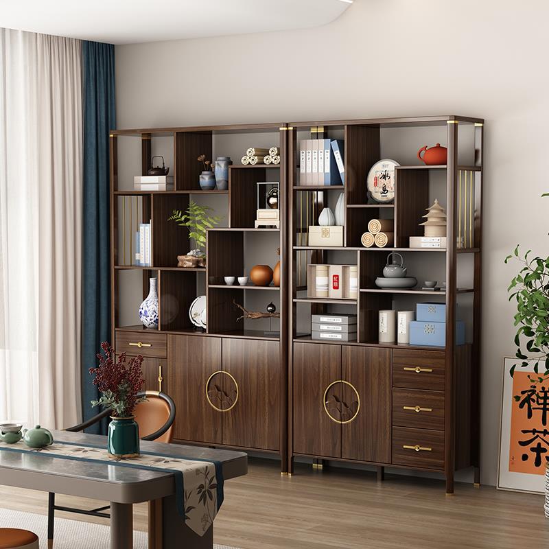 需定制博古架实木框新中式茶叶柜茶具置物架茶室摆件屏风隔断展示