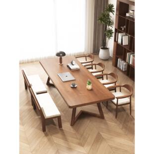 全实木大板桌去客厅化大长书桌工作台阅读学习桌家用办公桌写字台