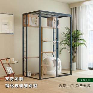 宠柜猫笼别墅定制全景玻璃豪华猫屋家用室内自动猫砂盆一体大号