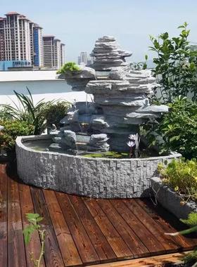 大型假山流水喷泉落地摆件花园阳台酒店户外布置装饰造景庭院鱼池