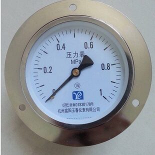 杭州富阳Y100ZT轴向压力表 1.6mpa实验面板带边法兰式水压表气压