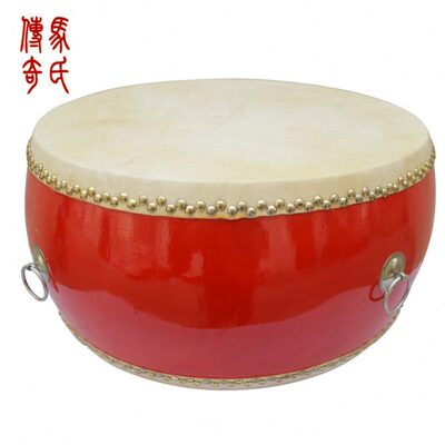 马氏传奇18寸牛皮威风鼓1.8尺头层牛皮扁鼓口径约59.5CM低战红鼓