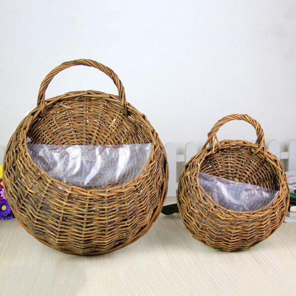 墙面装饰柳编花篮花器花盆壁挂装修挂件吊篮悬挂藤编壁挂花篮鲜花