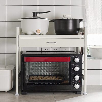 品芝厨房台面带抽屉微波炉架烤箱收纳架子多功能家用小家电置物架